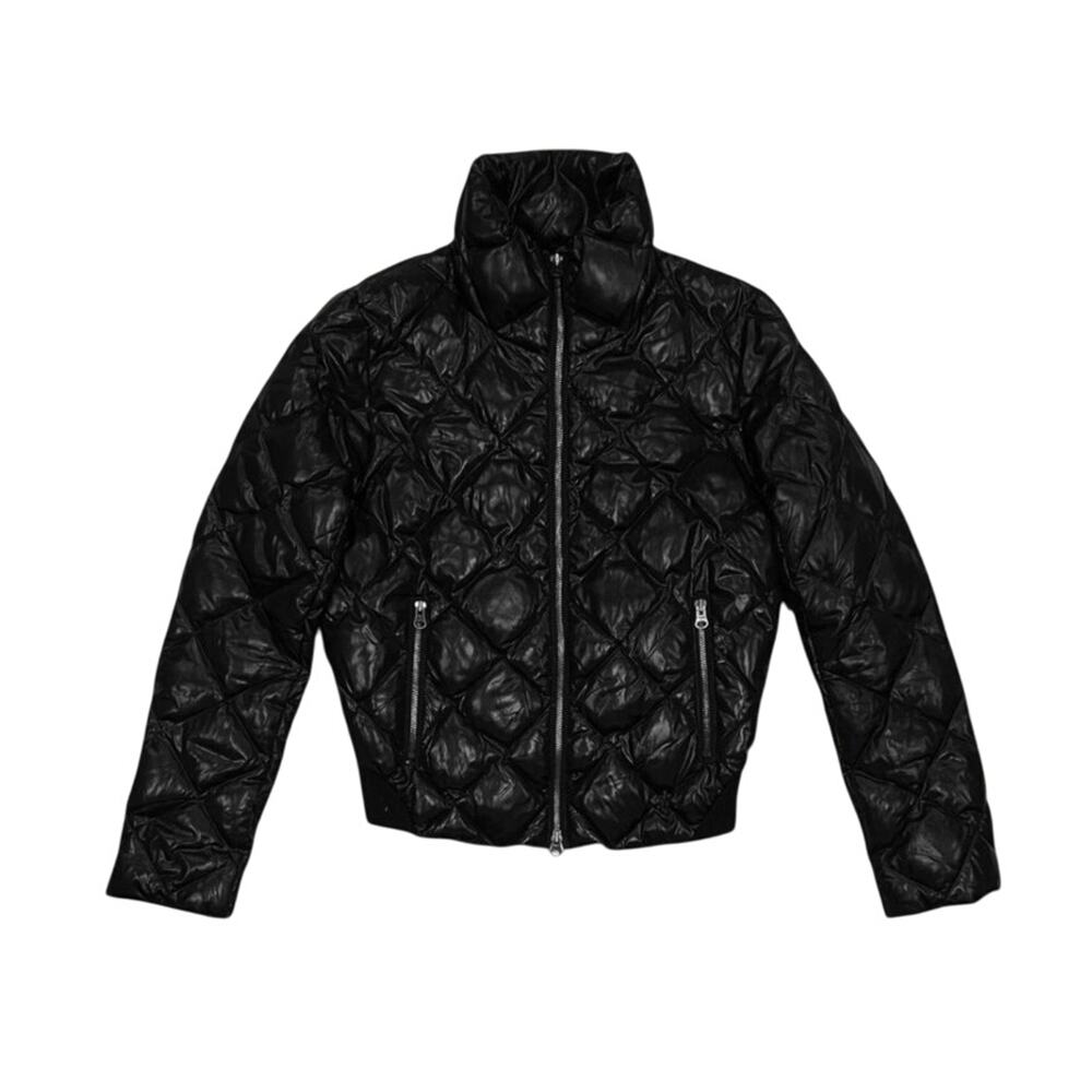 ★ Quilted Full-Zip Black Puffer Jacket w/ Diamond Stitch Design ★